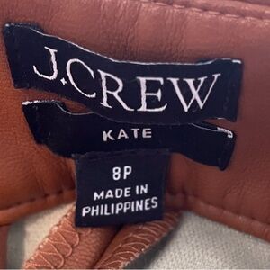 JCrew Pants Size 8P Saddle Color Faux Leather Front Pockets Straight Leg Sleek